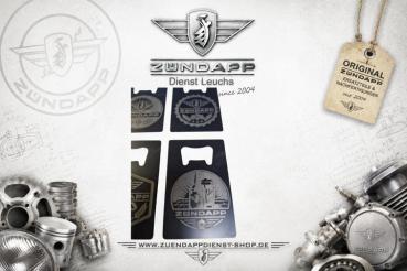 Preview: Zündapp Kultöffner 6er-Set – Edelstahl Flaschenöffner im Scheckkartenformat – 6 exklusive Retro-Motive – Schwarz